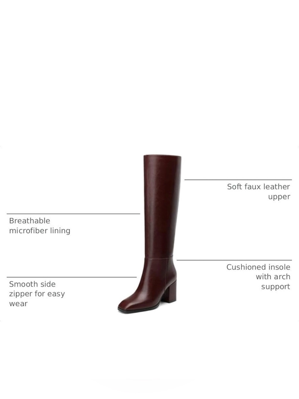NUMALEO burgundy Brown boots- over the knee - Picture 4 of 8